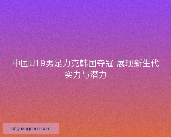 中国U19男足力克韩国夺冠 展现新生代实力与潜力